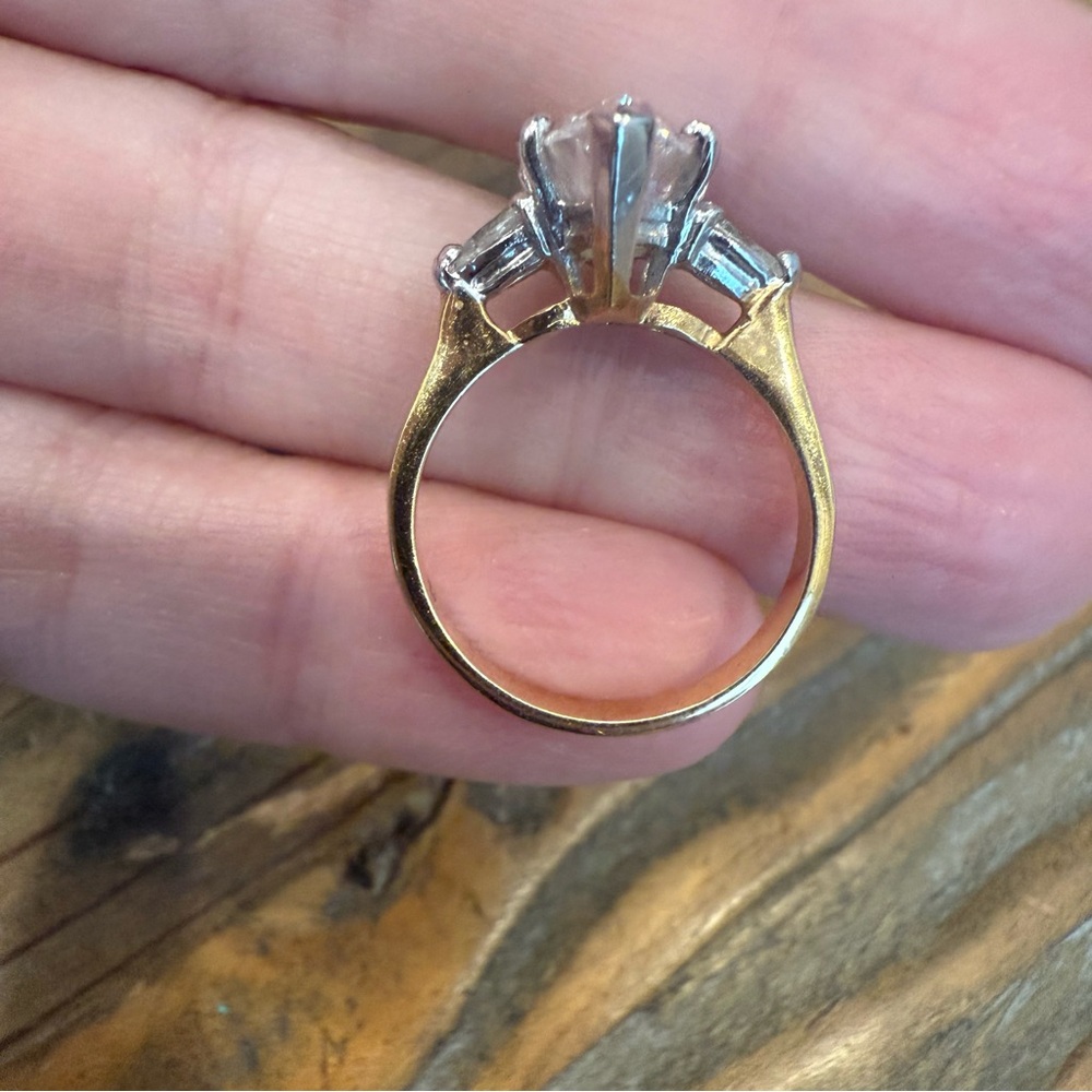 Simulated Diamond Cubic Zirconia Marquise Cut Ring Mixed Metals Size 6 - Picture 8 of 9